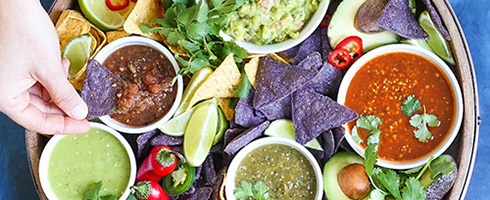 Salsa Bar Party Tray at Guadalajara Grill, Bar, & Table Side Salsa in Tucson Arizona.